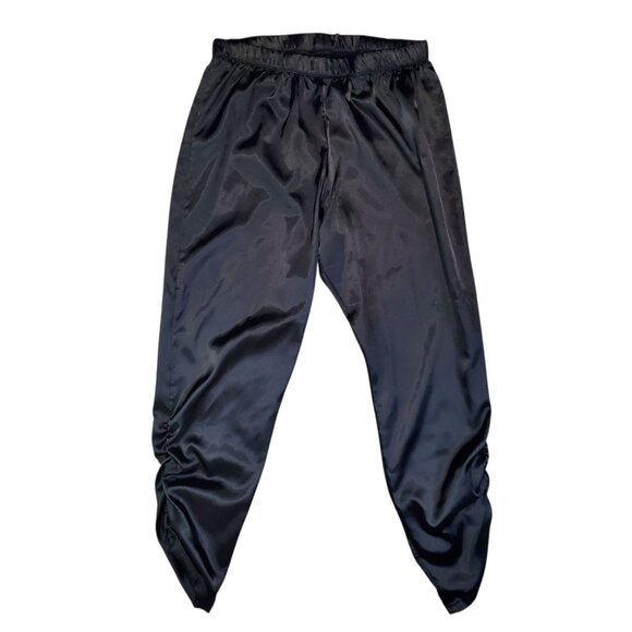 Michael Lauren Silky Black Ruched Made in USA High Rise Casual Pants - Medium - Picture 1 of 8